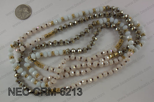8mm crystal with metal spacer necklace NEC-CRM-6213