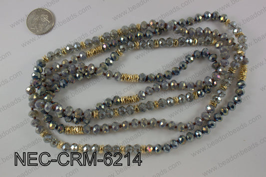 8mm crystal with metal spacer necklace NEC-CRM-6214