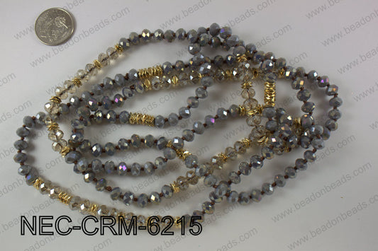 8mm crystal with metal spacer necklace NEC-CRM-6215