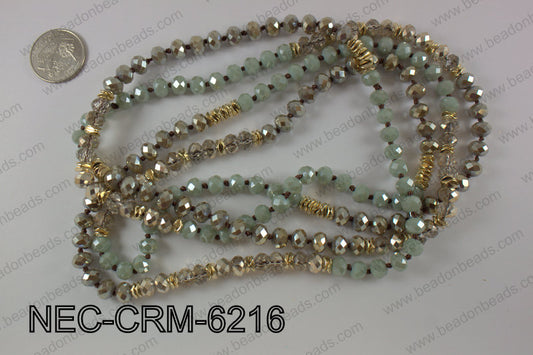 8mm crystal with metal spacer necklace NEC-CRM-6216