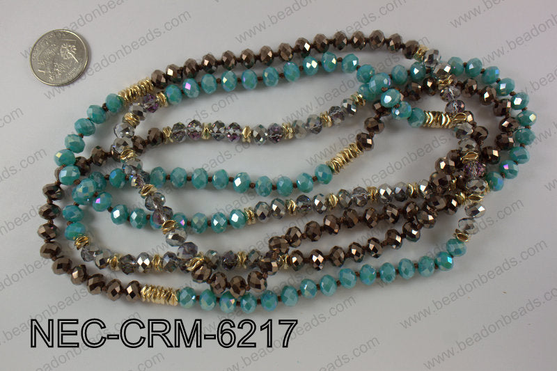 8mm crystal with metal spacer necklace NEC-CRM-6217