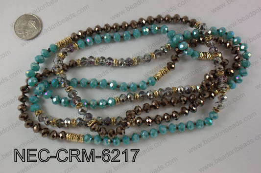 8mm crystal with metal spacer necklace NEC-CRM-6217