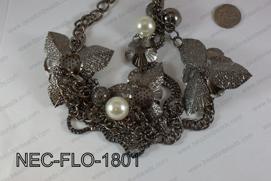 Necklace With White Flowers 60mmNEC-FLO-1801