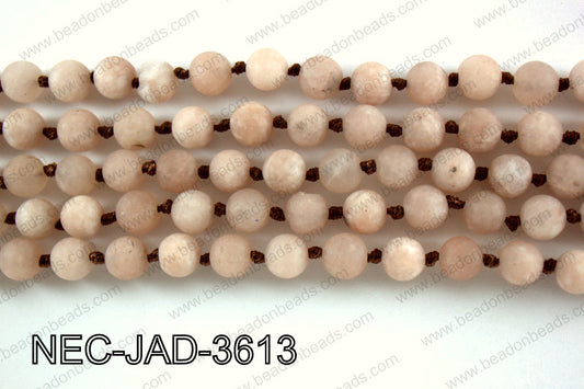 Knotted 8mm Matte Dyed Jade necklace  NEC-JAD-3613