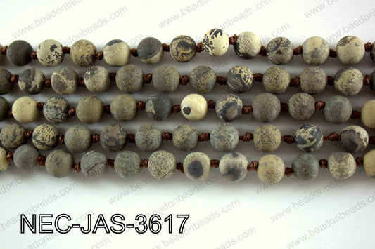 Knotted 8mm Matte Artisian Jasper necklace  NEC-JAS-3617