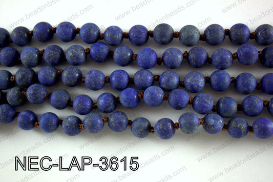 Knotted 8mm Matte Lapis necklace  NEC-LAP-3615