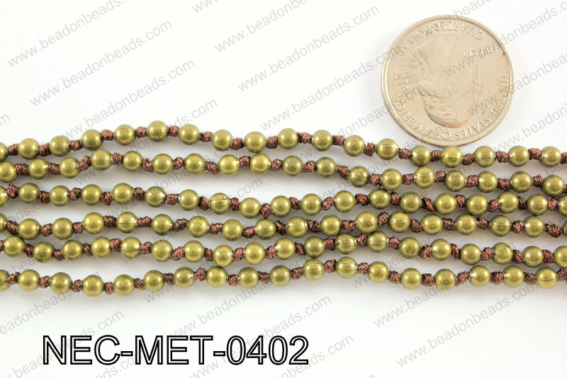Knotted 4mm metal bead necklace NEC-MET-0402