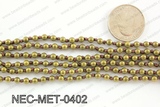 Knotted 4mm metal bead necklace NEC-MET-0402