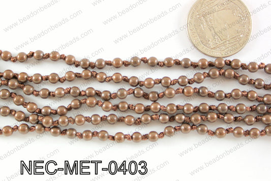 Knotted 4mm metal bead necklace NEC-MET-0403