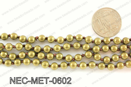 Knotted 6mm metal bead necklace NEC-MET-0602