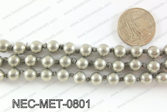 Knotted 8mm metal bead necklace NEC-MET-0801