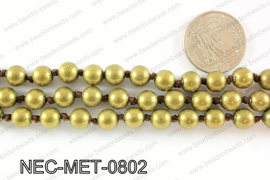 Knotted 8mm metal bead necklace NEC-MET-0802