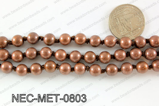 Knotted 8mm metal bead necklace NEC-MET-0803