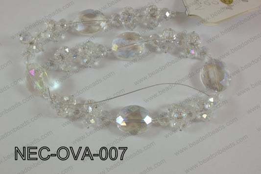 Necklace with oval crystals clear  NEC-OVA-007