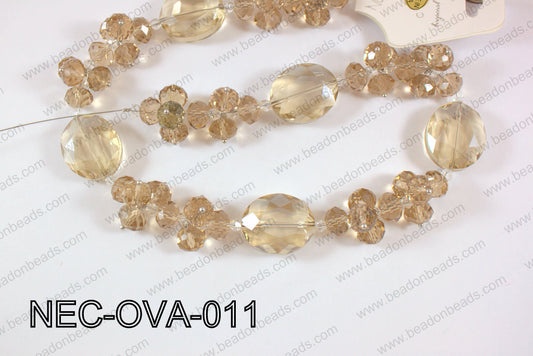 Necklace with oval crystals champagne  NEC-OVA-011