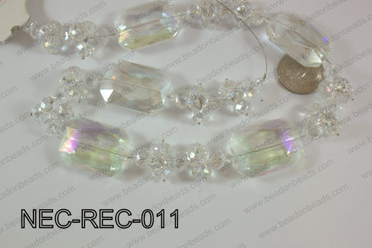 Necklace with rectangle crystals clear ab  NEC-REC-011