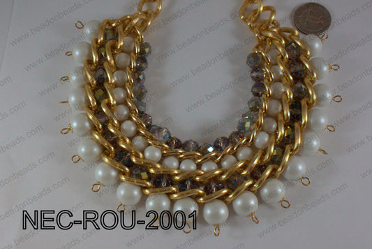 Necklace Round Gold and White 14mmNEC-ROU-2001