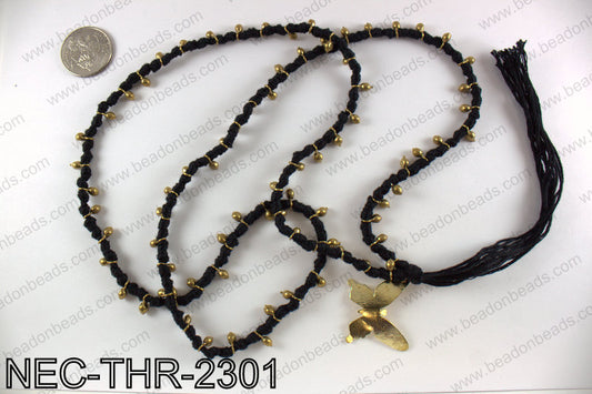 Thread necklace with butterfly charm NEC-THR-2301