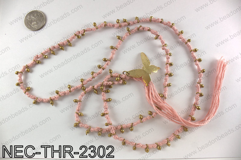 Thread necklace with butterfly charm NEC-THR-2302