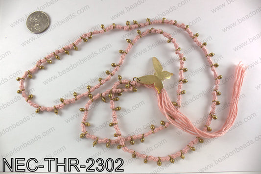 Thread necklace with butterfly charm NEC-THR-2302