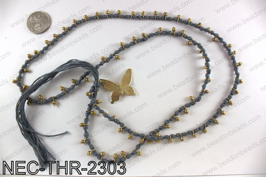 Thread necklace with butterfly charm NEC-THR-2303
