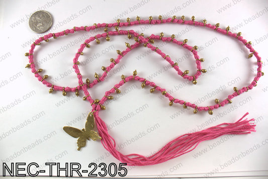 Thread necklace with butterfly charm NEC-THR-2305