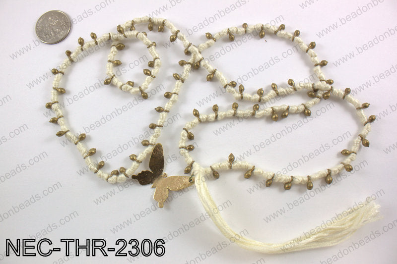 Thread necklace with butterfly charm NEC-THR-2306
