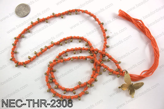 Thread necklace with butterfly charmNEC-THR-2308