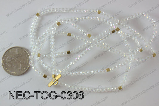 3mm crystal with toggle clasp necklace  NEC-TOG-0306
