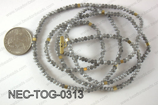 3mm crystal with toggle clasp necklace  NEC-TOG-0313
