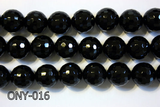 Black Onyx Faceted Round 14mm ONY-016