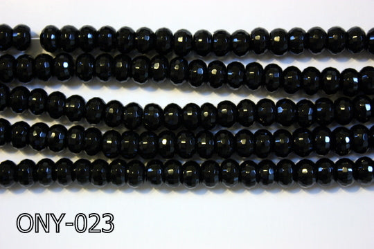 Black Onyx Faceted Rondel 5x8mm ONY-023