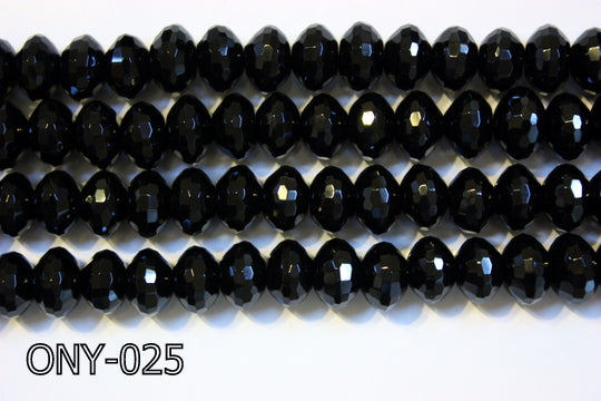 Black Onyx Faceted Rondel 8x12mm ONY-025