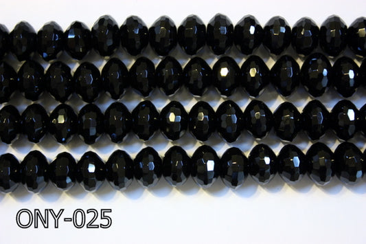 Black Onyx Faceted Rondel 8x12mm ONY-025