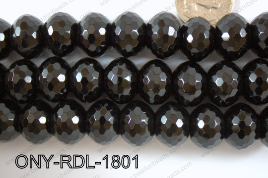Onyx Rondel  Faceted 18mm ONY-RDL-1801