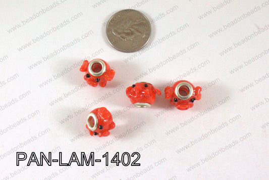 Pandora beads Lampwork 12x14mm 5mm hole pig PAN-LAM-1402