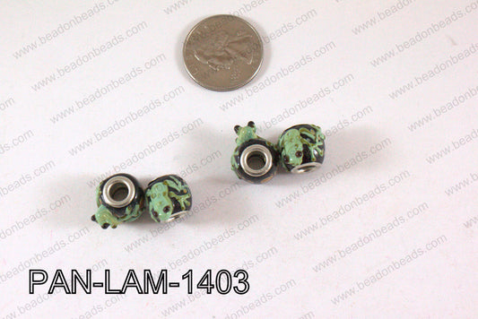 Pandora beads Lampwork 12x14mm 5mm hole frog PAN-LAM-1403