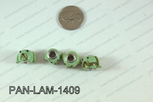 Pandora beads Lampwork 12x14mm 5mm hole green dog PAN-LAM-1409