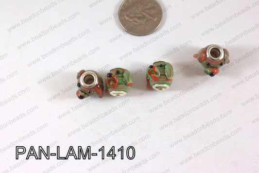 Pandora beads Lampwork 12x14mm 5mm hole orange dogPAN-LAM-1410