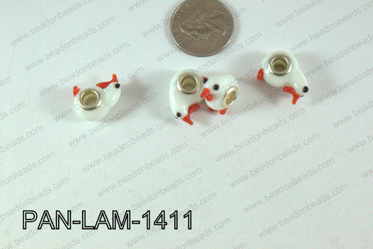 Pandora beads Lampwork 12x14mm 5mm hole chicken PAN-LAM-1411