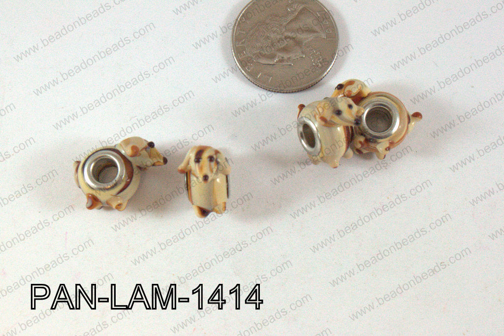 Pandora beads Lampwork 12x14mm 5mm hole dog PAN-LAM-1414