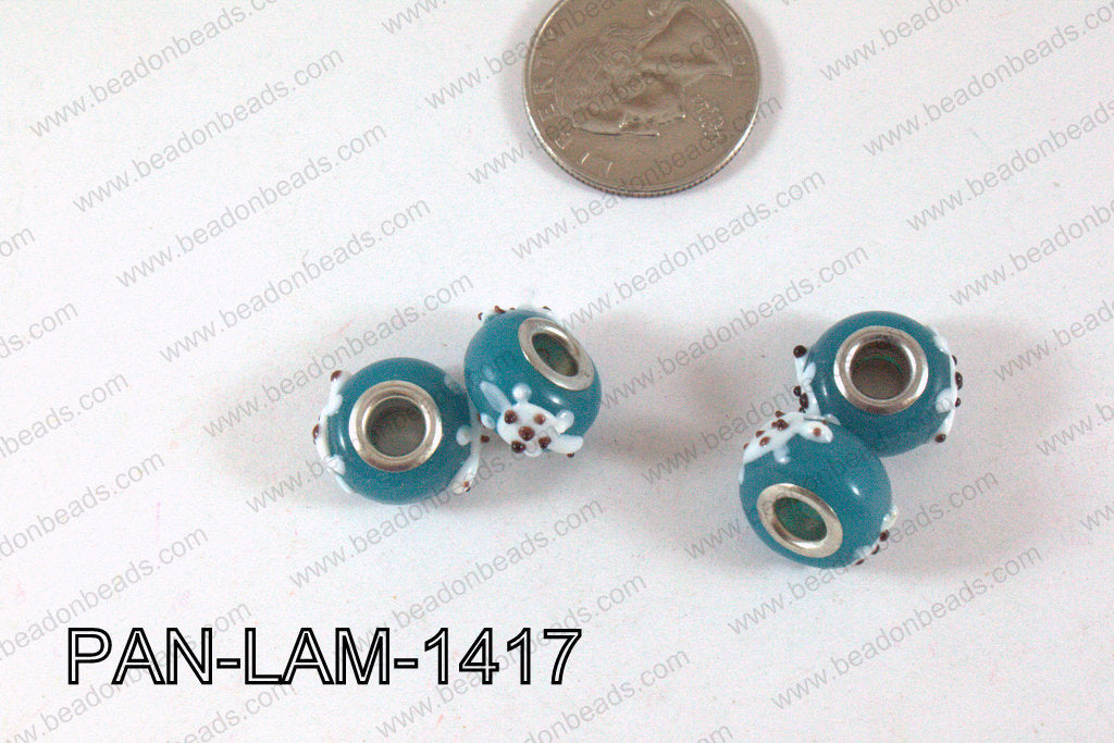Pandora beads Lampwork 12x14mm 5mm hole turtle PAN-LAM-1417