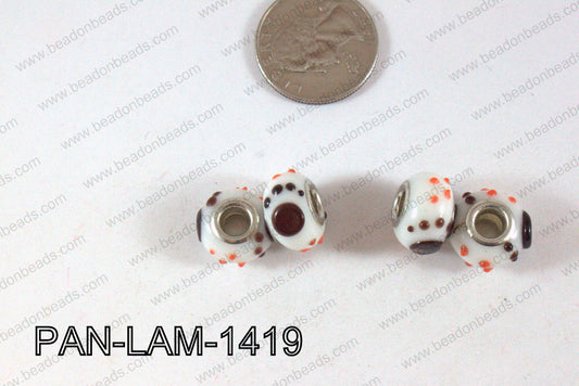 Pandora beads Lampwork 12x14mm 5mm hole dotsPAN-LAM-1419