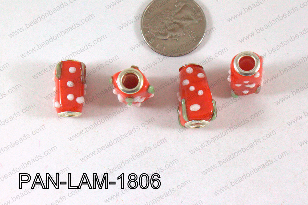 Pandora beads Lampwork 13x18mm 5mm hole Dot PAN-LAM-1806