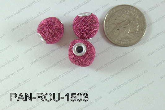 Pandora Beads 15mm 3mm hole dark pinkPAN-ROU-1503