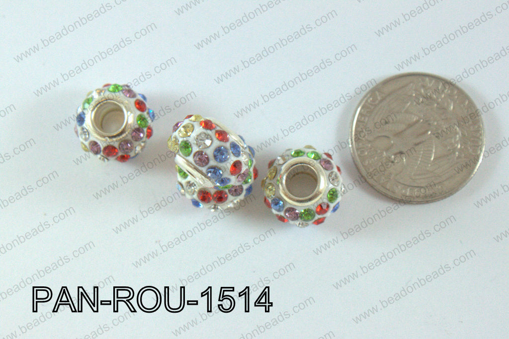 Pandora Beads 15mm 5mm hole multi/white PAN-ROU-1514