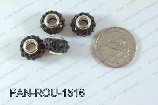 Pandora Beads 15mm 5mm hole black PAN-ROU-1516