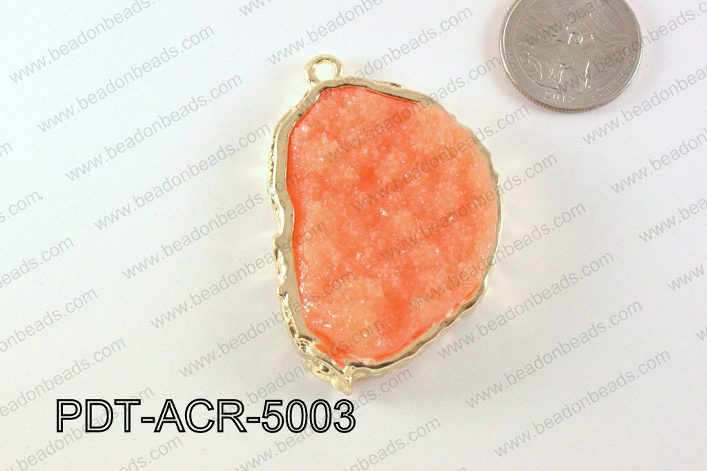 Acrylic Imitation Druzy Pendant Orange 40-50mm PDT-ACR-5003