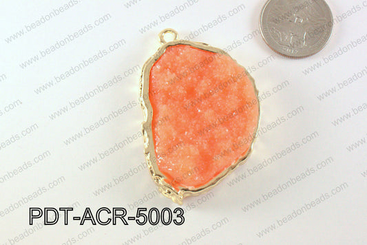 Acrylic Imitation Druzy Pendant Orange 40-50mm PDT-ACR-5003