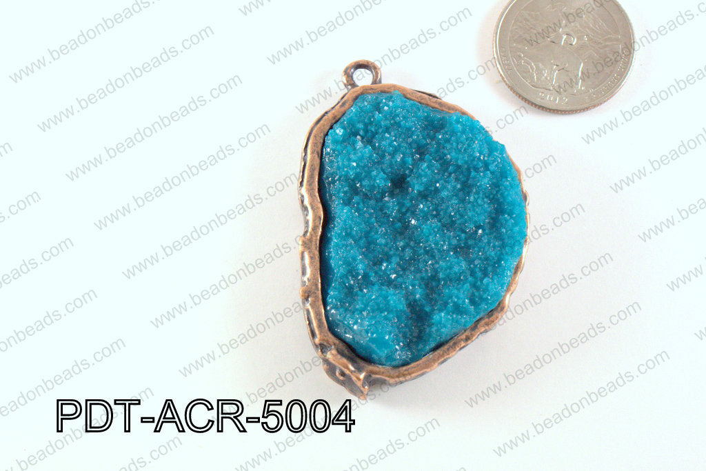 Acrylic Imitation Druzy Pendant Teal 40-50mm PDT-ACR-5004